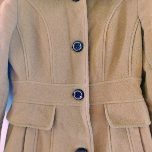 Used Kenneth Cole Camel Dress Coat sz 4 - Picture 3 of 11